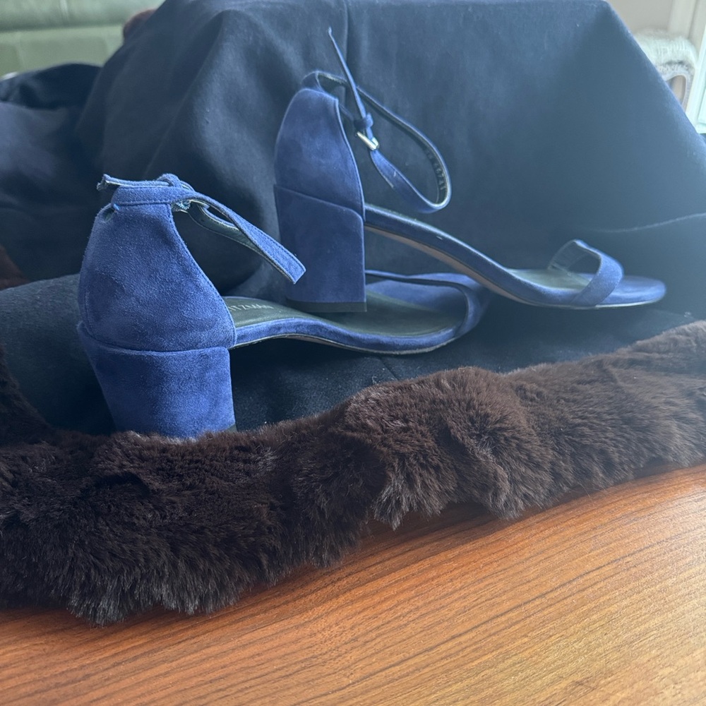Stuart Weitzman Blue Suede Women's Ankle Strap Heels -Size 9.5 - Picture 5 of 9